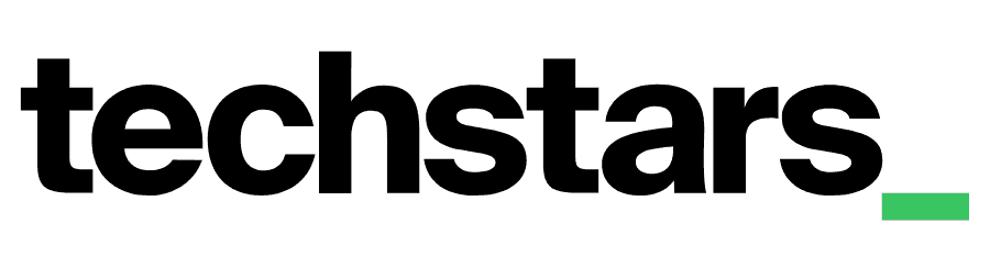 The image features the "Techstars" logo, with the name written in bold black lowercase letters. There is a green underscore beneath the last "s". The overall design is simple and modern.