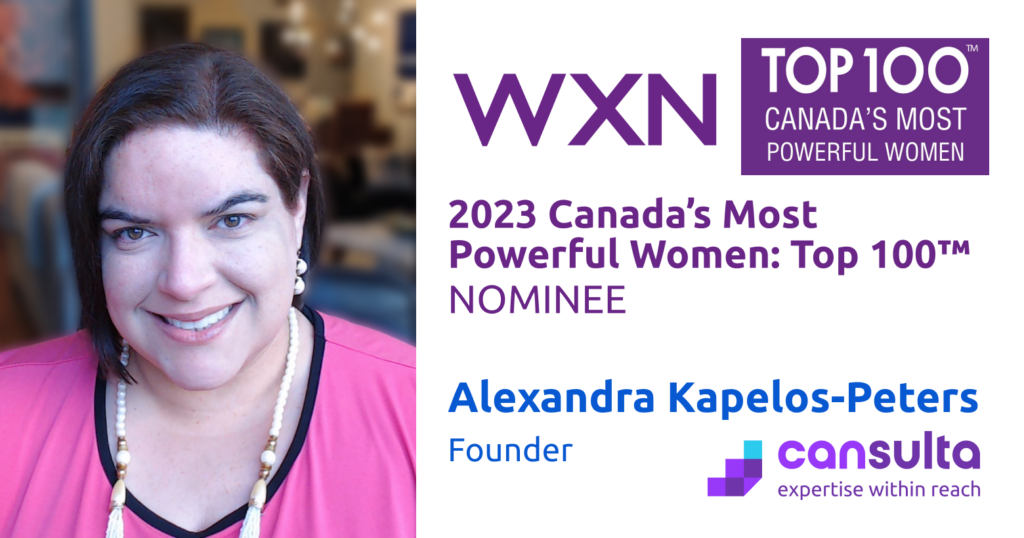 Cansulta founder Alexandra Kapelos-Peters nominated for 2023 WXN Canada's Most Powerful Women: Top 100 Award