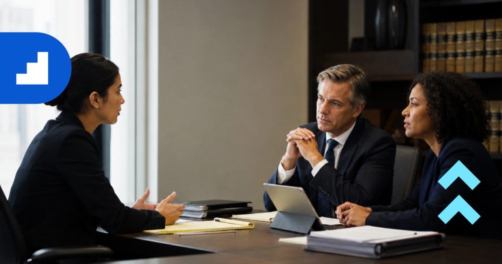 Law firm partners and associates discussing career progression, mentorship, and retention strategy.