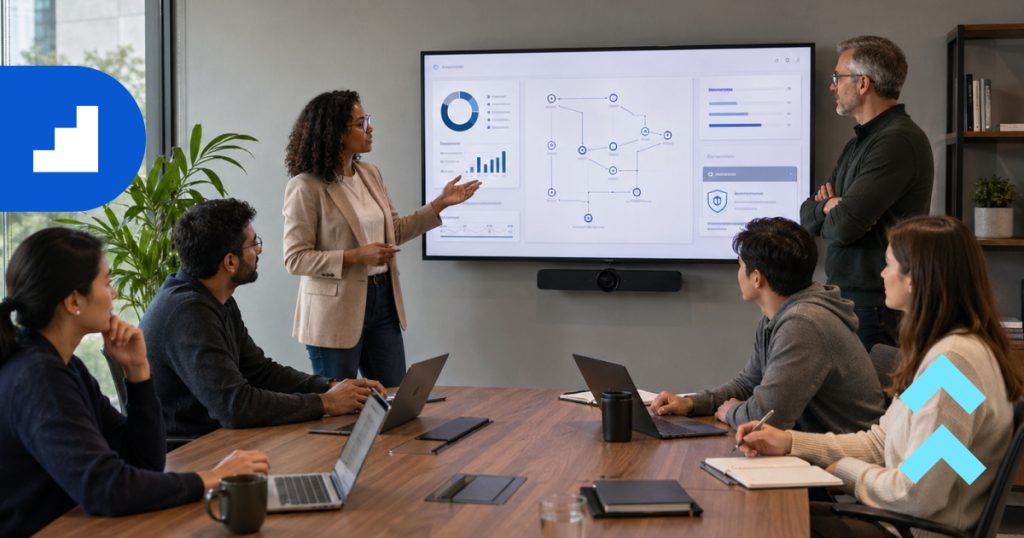 Engineering team reviewing AI governance for tech companies and AI guardrails technology company workflows.