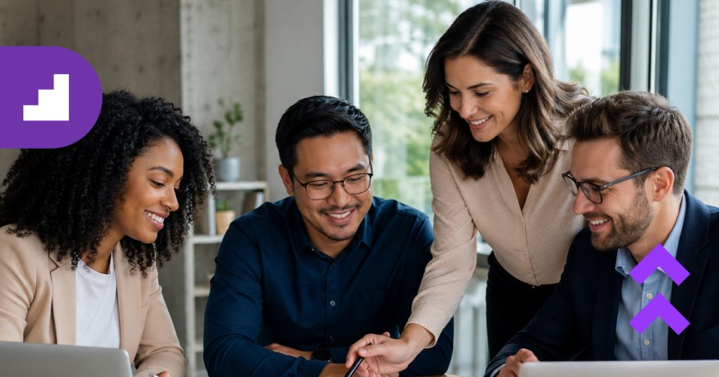 Business team discussing team productivity 2026, productivity tips and AI productivity tools.